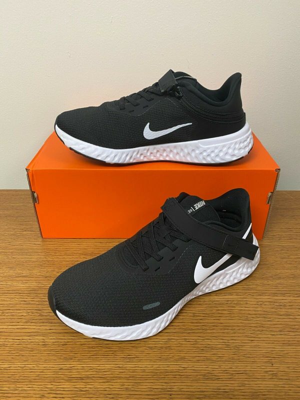 Nike Revolution 5 Flyease 4E WIDE Running Shoes Black White CJ9885-004 ...