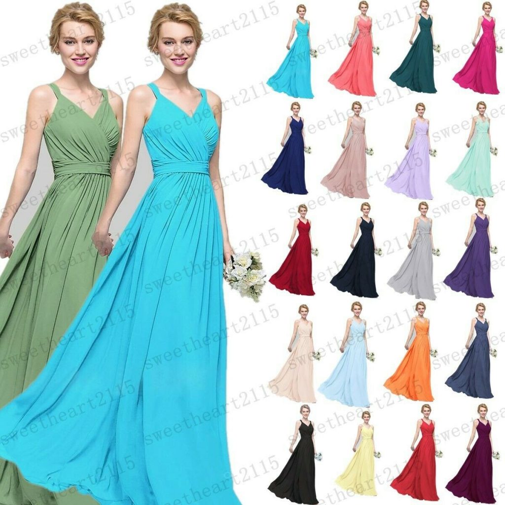 Long Chiffon Wedding Bridesmaid Dresses, Formal Party Gown, Ball Prom Dresses